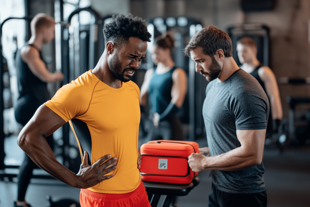 bij krachttraining bepaalde oefening last van schouder krijgen in een sportschool